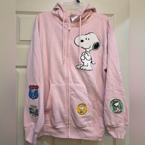 Peanuts Light Pink Woman's Hoodie with Snoopy